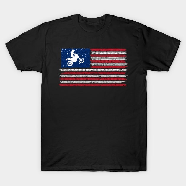 Dirtbike American Flag Design T-Shirt by Brobocop